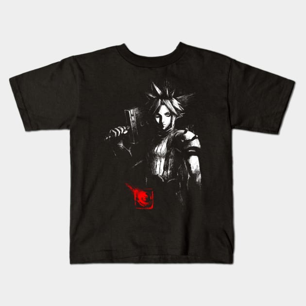 1st Class SOLDIER ink - Final Fantasy Cloud Strife - Video Game Kids T-Shirt by BlancaVidal